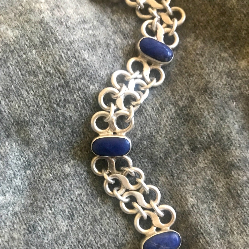 Lapis Lazuli Sterling Silver Infinity Link Bracelet.